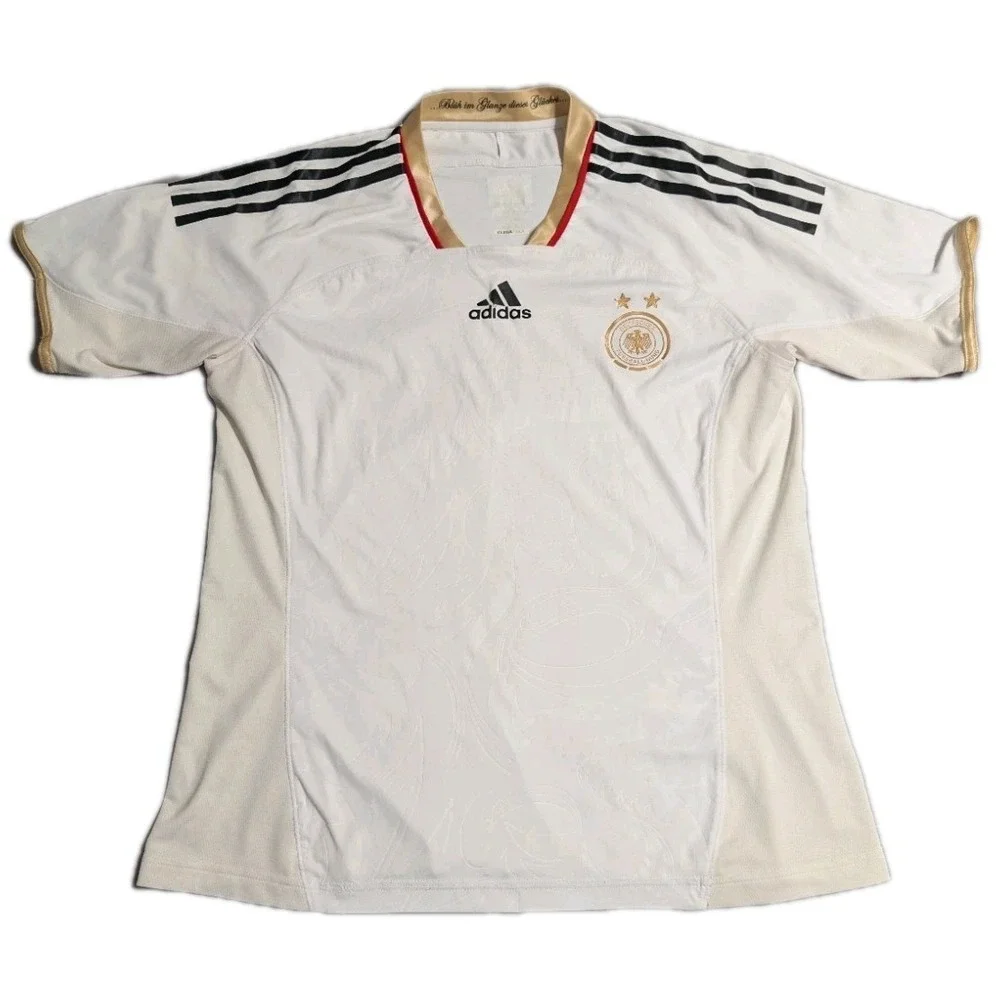 Adidas Germany‎ Soccer Jersey Mens Large White Gold ClimaCool DFB Futbol Shirt